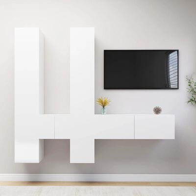 vidaXL Set dulapuri TV, 6 piese, alb, lemn prelucrat