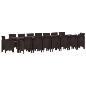 vidaXL Set de masă de grădină cu perne cu pernă 17 pcs Maro PP