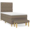 vidaXL Pat box spring cu saltea, gri taupe, 90x200 cm, textil