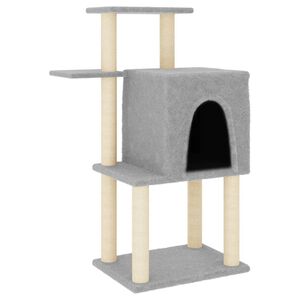 vidaXL Ansamblu pisici, st&acirc;lpi din funie sisal, gri deschis, 97 cm