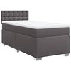 vidaXL Pat box spring cu saltea, gri, 90x200 cm, piele ecologică