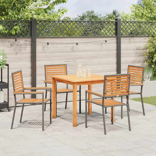 vidaXL Set de masă pentru grădină 5 pcs Gri Rattan poli
