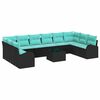 vidaXL Set de canapele pentru grădină cu pernă 11 pcs Negru și Turcoaz