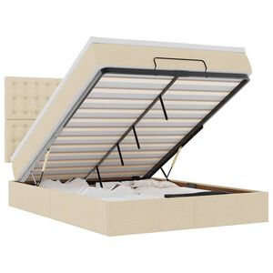 vidaXL Cadru de pat otoman cu saltea crem 140x200cm stofa