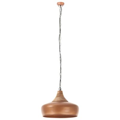 vidaXL Lampă suspendată industrială arămiu 35 cm, lemn masiv&fier E27
