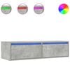 vidaXL Comodă TV cu lumini LED, gri beton, 100X35,5x25 cm