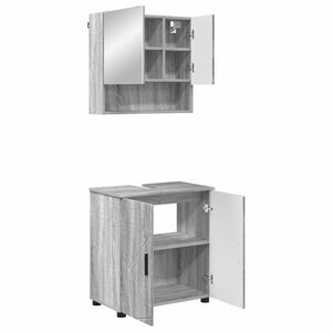 vidaXL Set de mobilier pentru baie Pe perete cu ușă 2 pcs Gri Sonoma