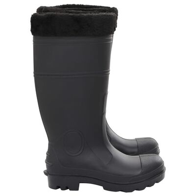 vidaXL Cizme de ploaie cu șosete detașabile, negru, mărime 39, PVC