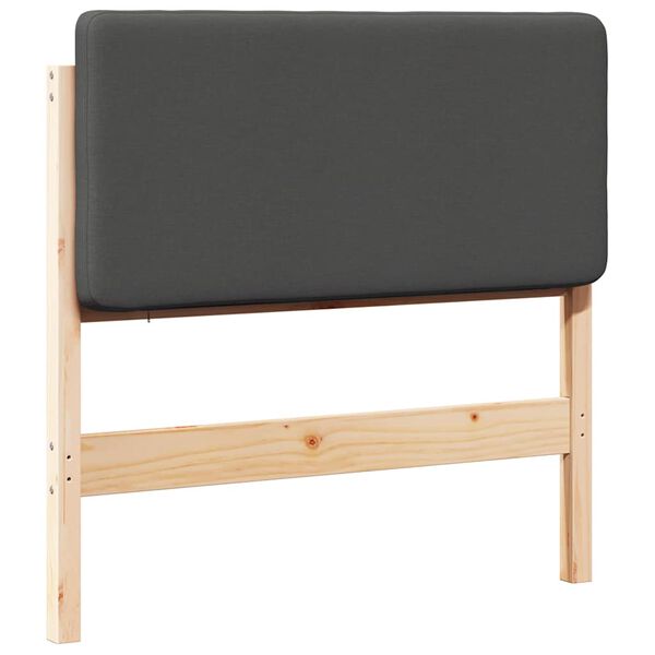 vidaXL Tăblie tapițată Maro și gri &icirc;nchis 90 cm Lemn de pin masiv