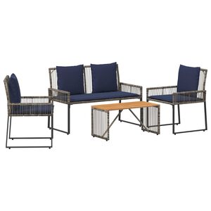 vidaXL Set de Mobilier pentru Exterior 9 buc. Gri și albastru marin