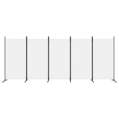 vidaXL Paravan de cameră cu 5 panouri, Alb, 433x180 cm, textil