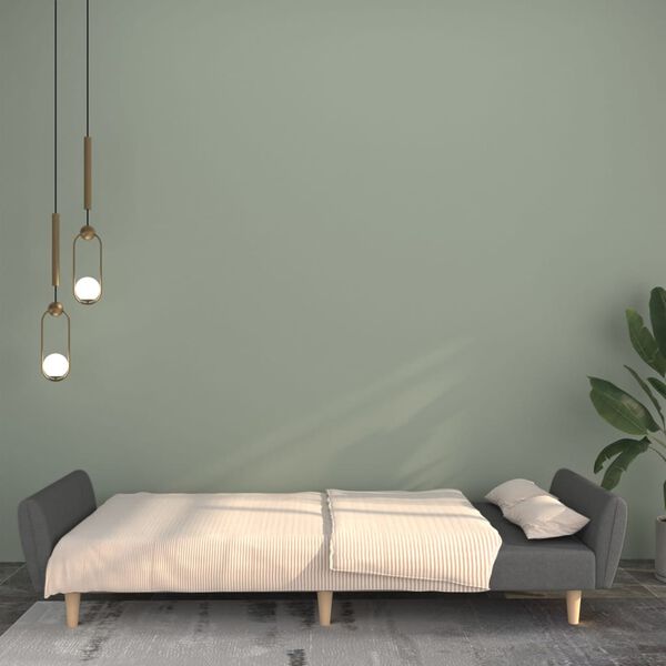 vidaXL Canapea extensibilă cu 2 locuri, gri deschis, țesătură