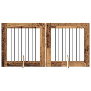 vidaXL Poartă pentru c&acirc;ini cu suporturi 2 pcs Lemn vechi 80 x 80 cm