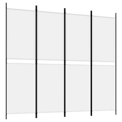 vidaXL Paravan de cameră cu 4 panouri, alb, 200x180 cm, textil