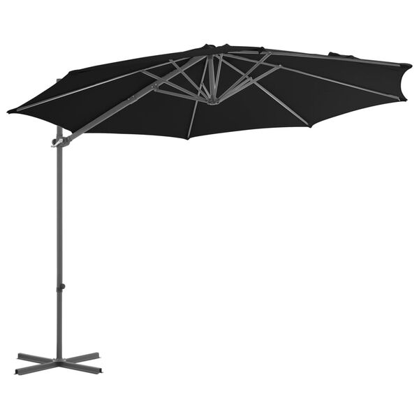 vidaXL Umbrelă consolă de grădină, stâlp din oțel, negru, 300 cm