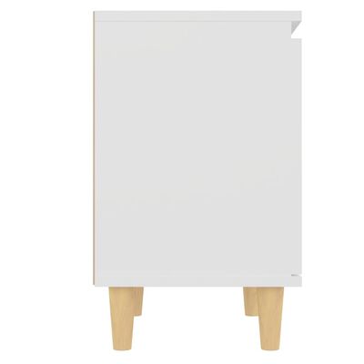 vidaXL Noptieră cu picioare din lemn masiv, alb, 40x30x50 cm