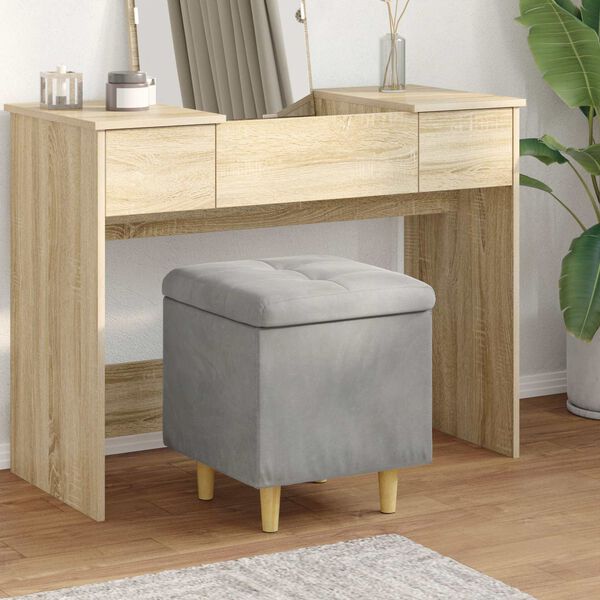 vidaXL Ottomană de depozitare Gri deschis 40 x 40 x 45 cm Catifea