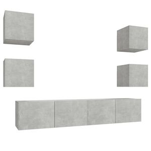 vidaXL Set dulap TV, 6 piese, gri beton, lemn prelucrat