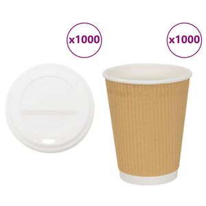 vidaXL Cești de cafea din h&acirc;rtie cu capace 1000 buc 16 oz 400 ml