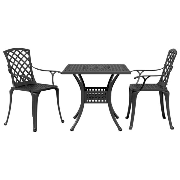 vidaXL Set mobilier bistro, 3 piese, negru, aluminiu turnat