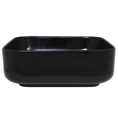 vidaXL Chiuvetă de baie din ceramică, pătrată, negru, 38x38x13,5 cm