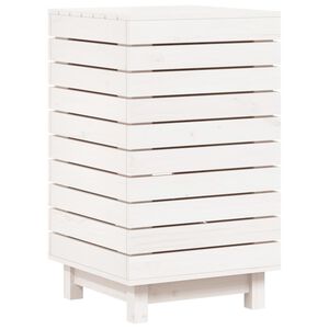 vidaXL Coș de rufe, alb, 44x44x76 cm, lemn masiv de pin
