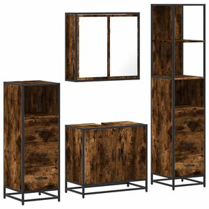vidaXL Set de mobilier de baie 4 piese Lemn prelucrat de stejar afumat