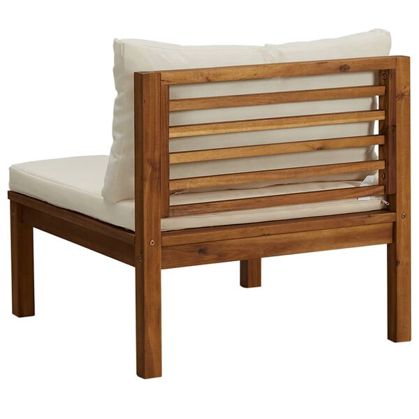 vidaXL Canapea de mijloc modulară cu perne alb crem, lemn de acacia