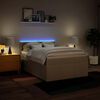 vidaXL Pat box spring cu saltea, crem, 140x200 cm, textil