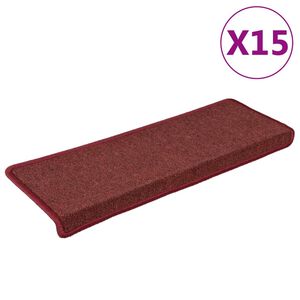 vidaXL Covorașe pentru scări, 15 buc., 65x21x4 cm, margini dreptunghiulare, bordeaux