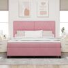 vidaXL Pat cu arcuri cu saltea cu headboard Roz 180 x 200 cm Catifea