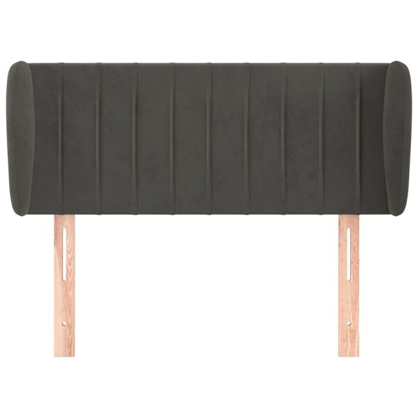 vidaXL Tăblie de pat cu aripioare gri &icirc;nchis 103x23x78/88 cm catifea