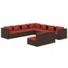 vidaXL Set mobilier de grădină cu perne, 9 piese, maro, poliratan
