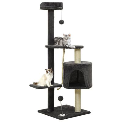vidaXL Ansamblu pisici cu stâlpi din funie de sisal, gri închis 120 cm
