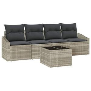 vidaXL Set de canapea cu pernă Manual 5 pcs Gri deschis poliratan