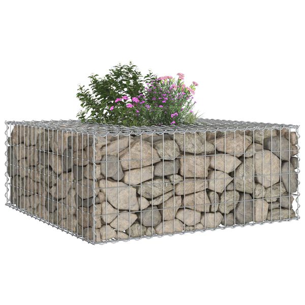 vidaXL Pat ridicat din gabion Argintiu 100 x 100 x 40 cm