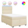 vidaXL Pat box spring cu saltea, crem, 120x200 cm, textil
