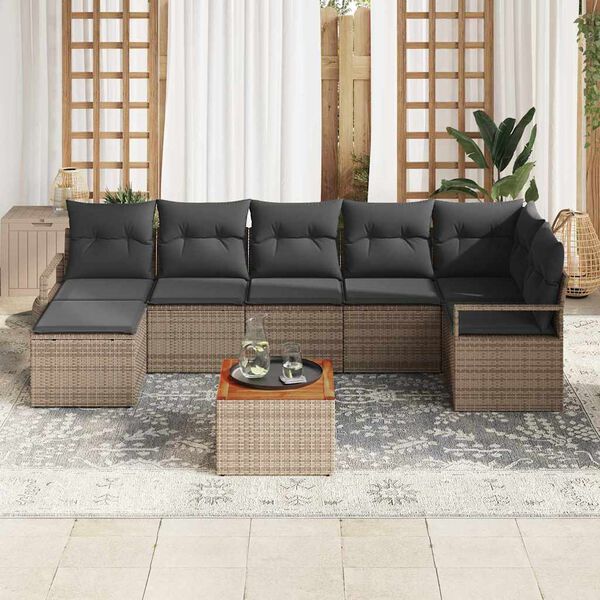 vidaXL Set de canapele pentru grădină cu pernă 8 pcs Gri Rattan poli