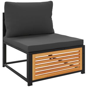 vidaXL Canapea de grădină fără cotiere, cu perne, lemn masiv acacia