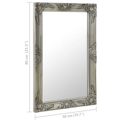 vidaXL Oglindă de perete în stil baroc, argintiu, 50 x 80 cm