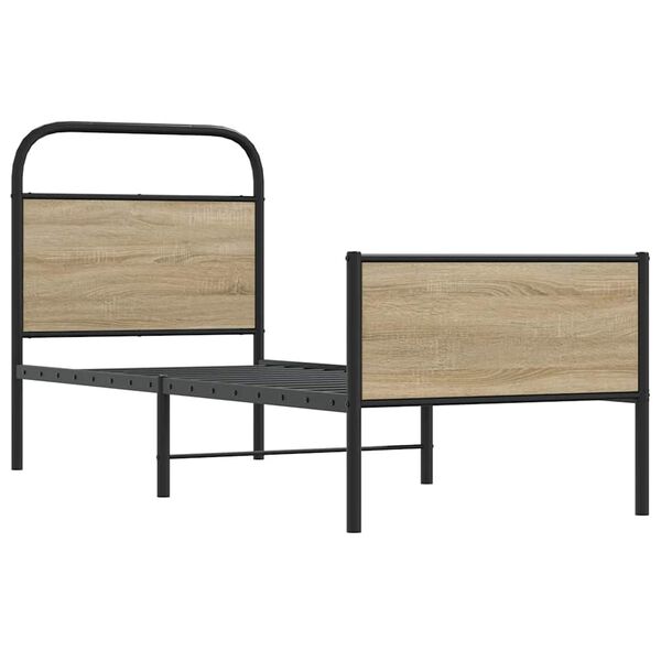 vidaXL Cadru de pat fără saltea 80x200 cm Lemn prelucrat stejar Sonoma