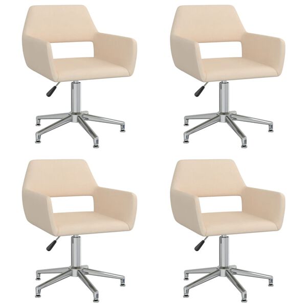 vidaXL Scaune de bucătărie pivotante, 4 buc., crem, material textil