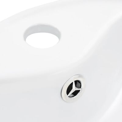vidaXL Chiuvetă cu preaplin, alb, 36x13 cm, ceramică