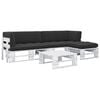 vidaXL Set mobilier din paleți cu perne, 4 piese, alb, lemn pin tratat