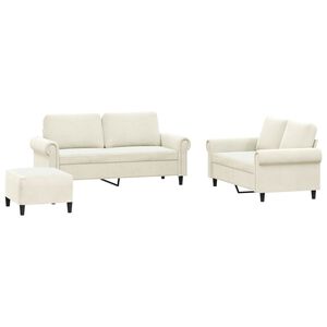 vidaXL Set de canapele cu perne, 3 piese, crem, catifea