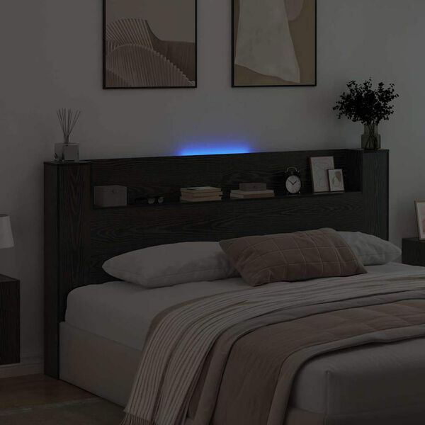 vidaXL Tăblie cap Stejar Negru 200 x 15 x 103,5 cm Lemn compozit