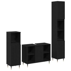 vidaXL Set de mobilier pentru baie 3 buc. Stejar Negru
