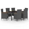 vidaXL Set mobilier exterior cu perne, 7 piese, negru/gri, poliratan