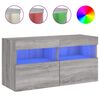 vidaXL Comodă TV de perete cu lumini LED, gri sonoma, 80x30x40 cm