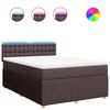 vidaXL Pat box spring cu saltea, maro &icirc;nchis, 160x200 cm, textil